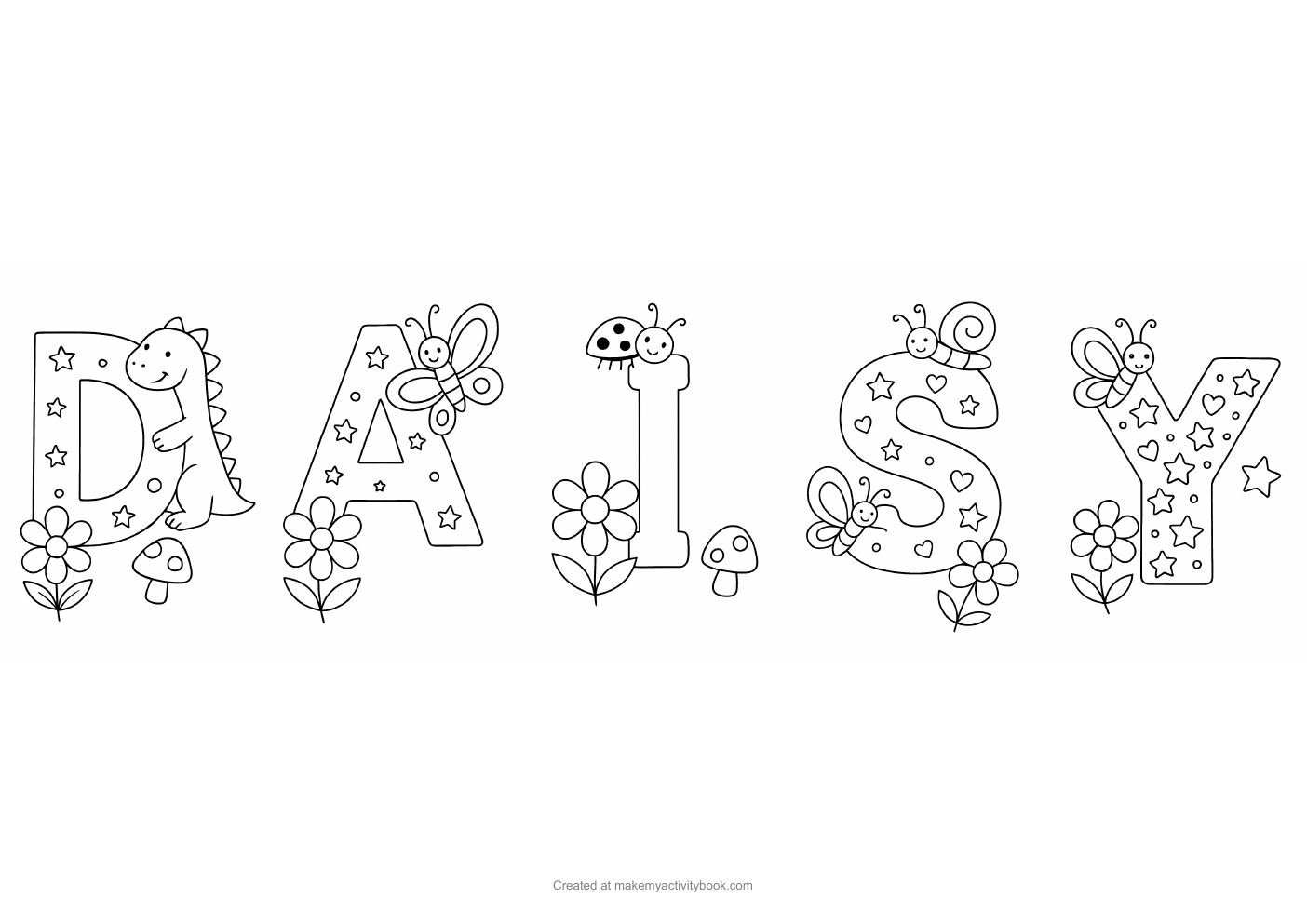 Daisy letters colouring sheet