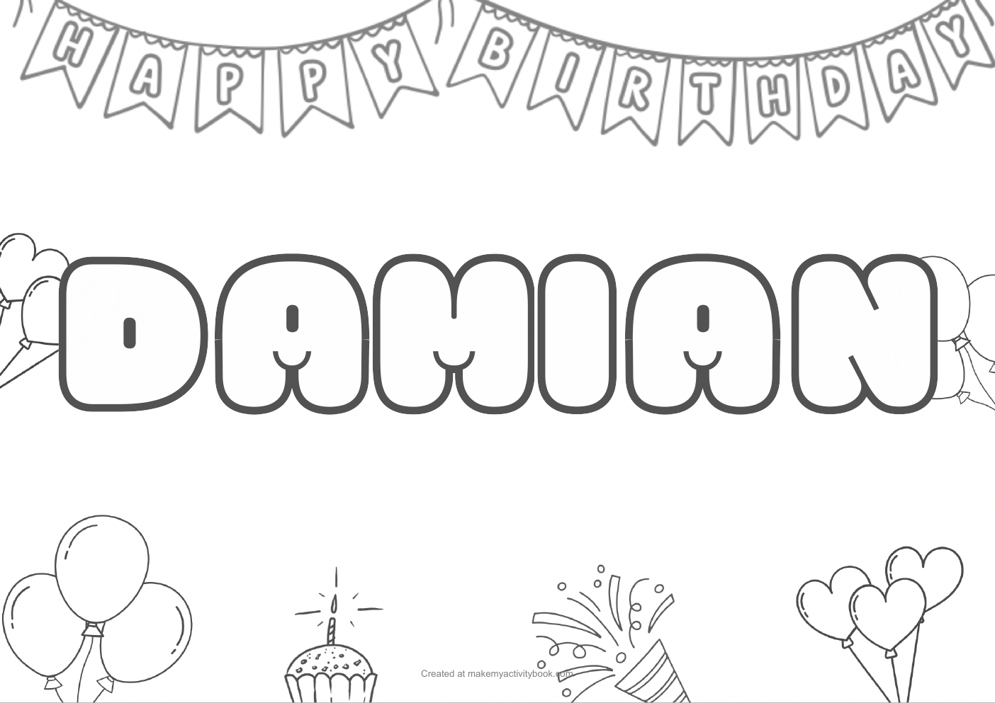 Damian birthday colouring sheet