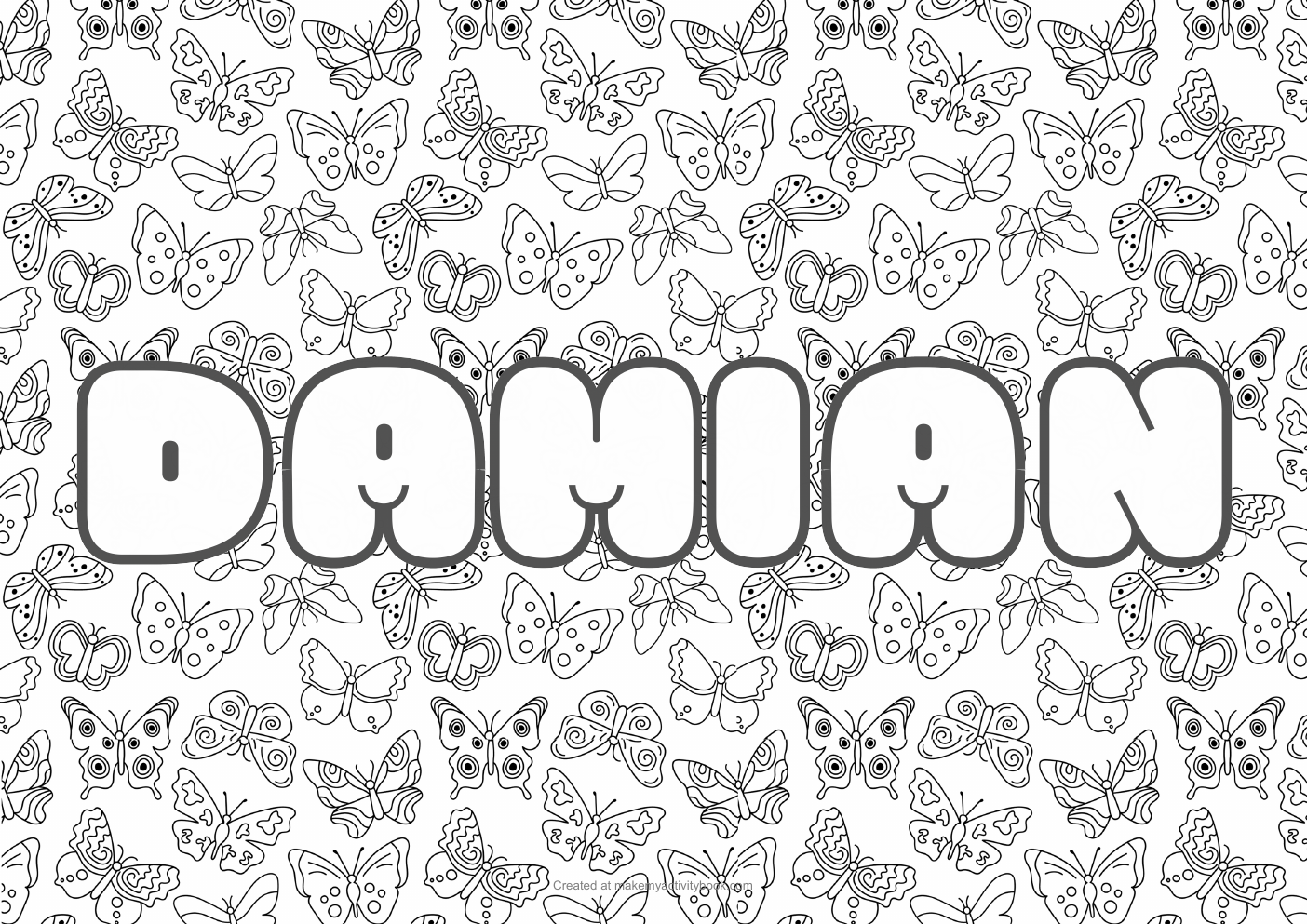 Damian butterflies colouring sheet