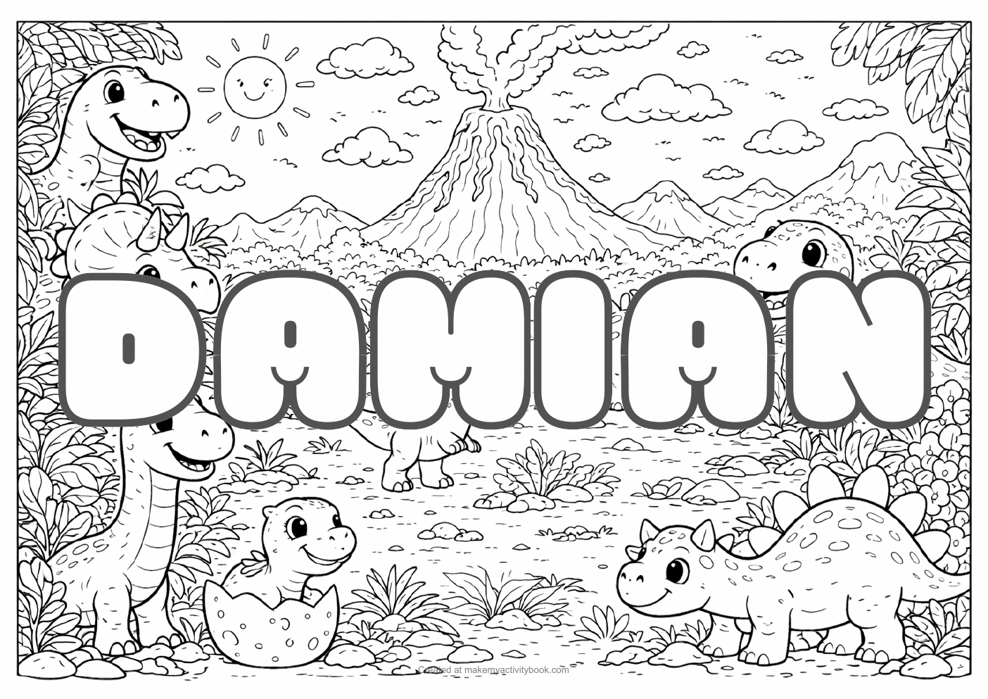 Damian dinosaur colouring sheet