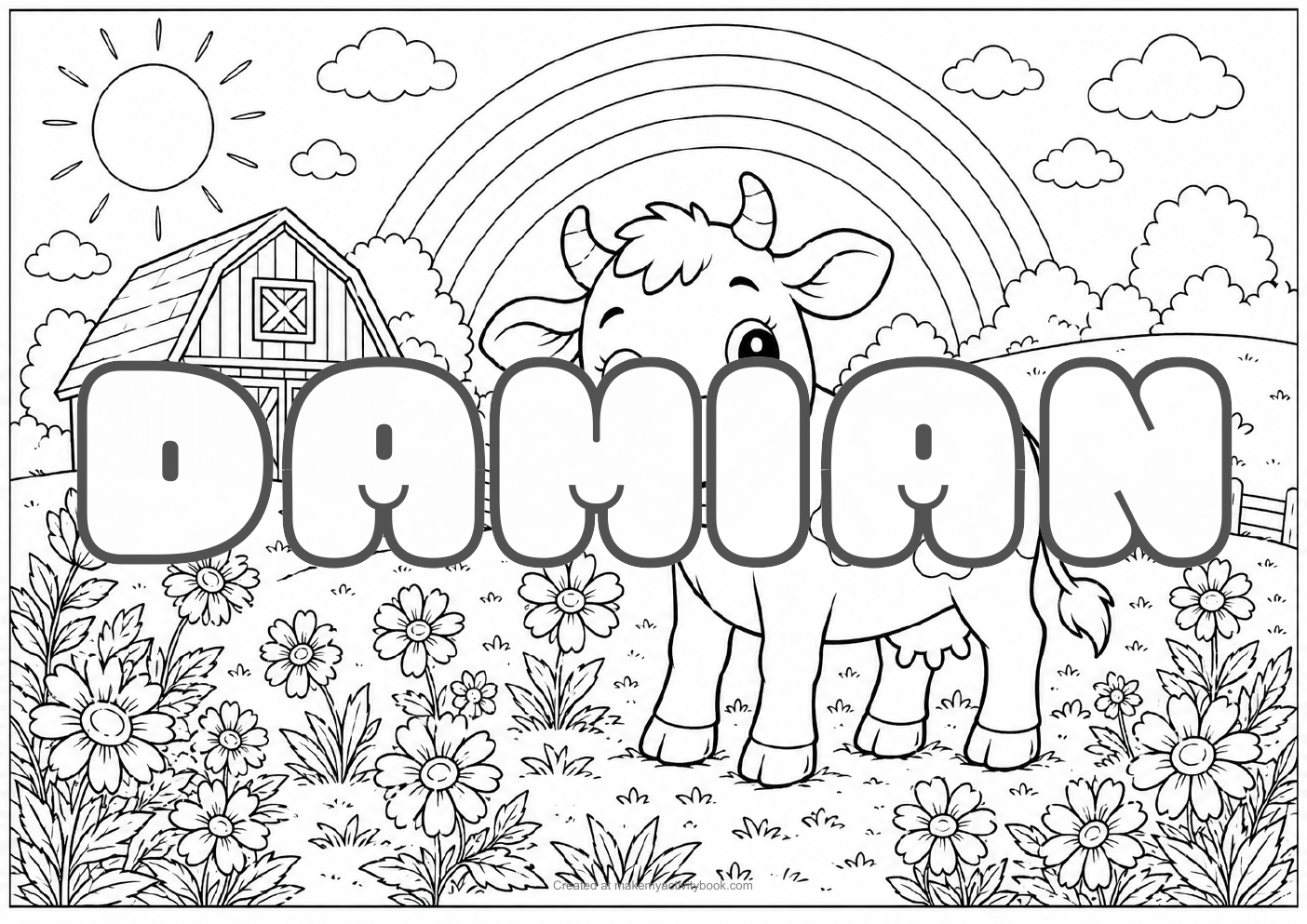 Damian farm colouring sheet