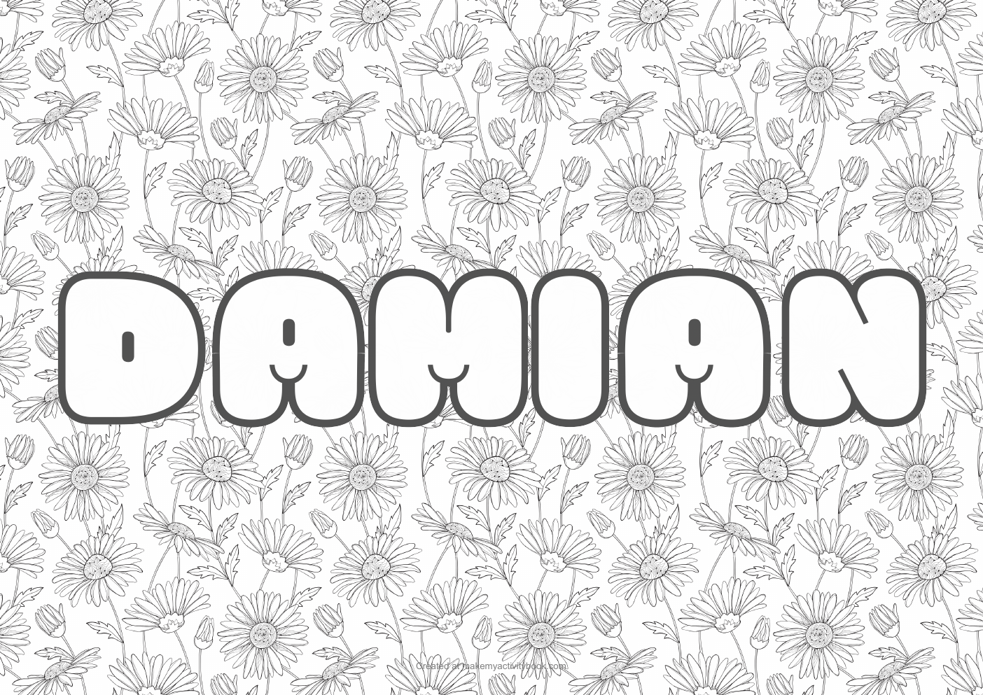Damian flowers colouring sheet