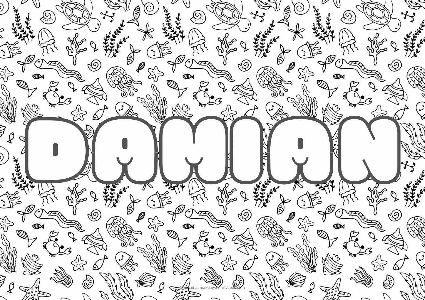 Damian sea colouring sheet