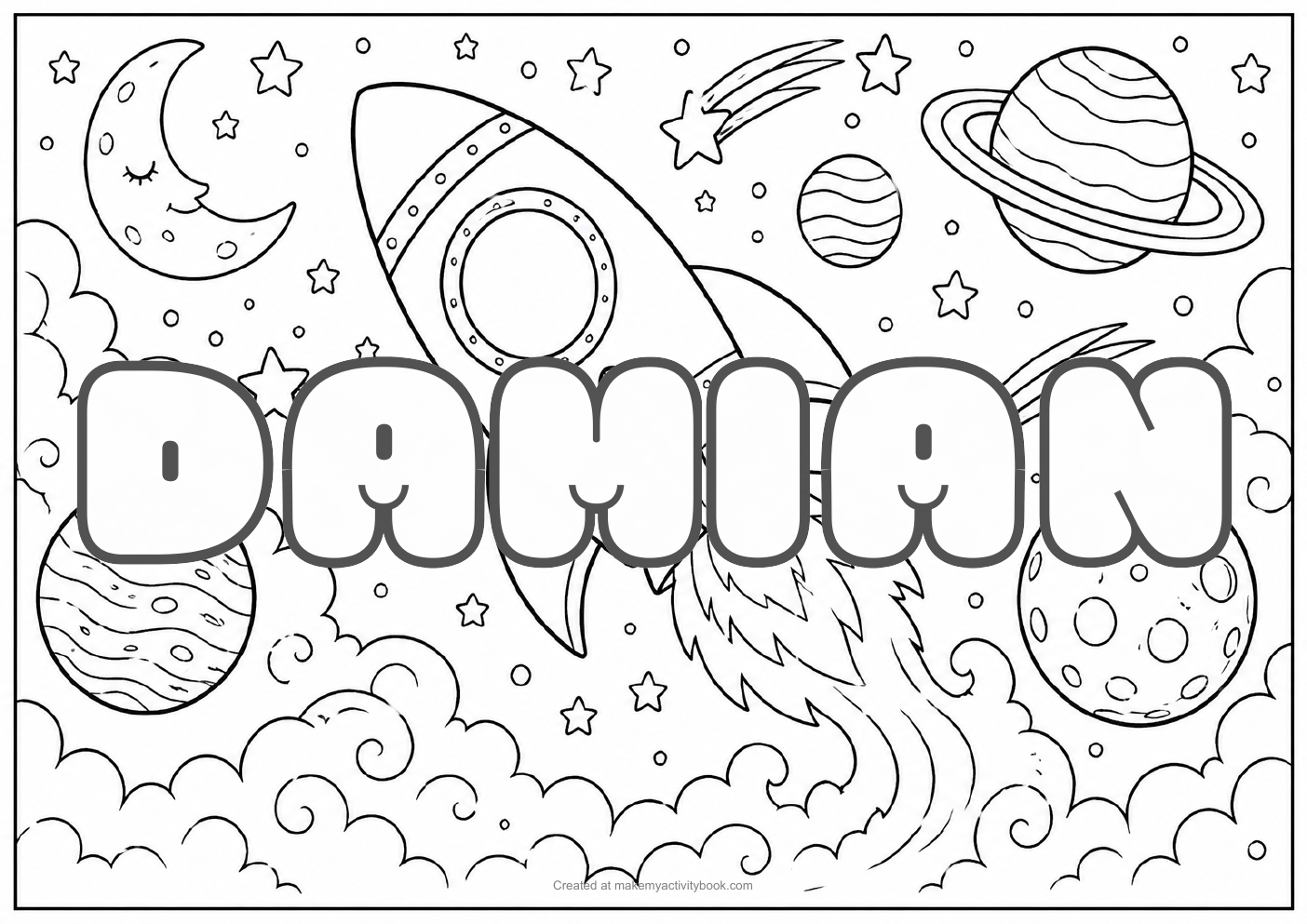 Damian space colouring sheet