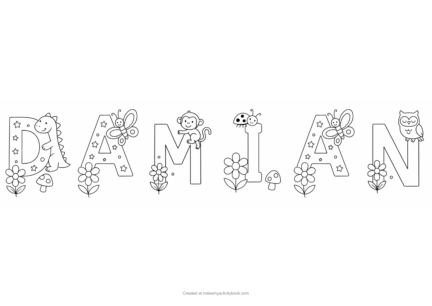 Damian letters colouring sheet