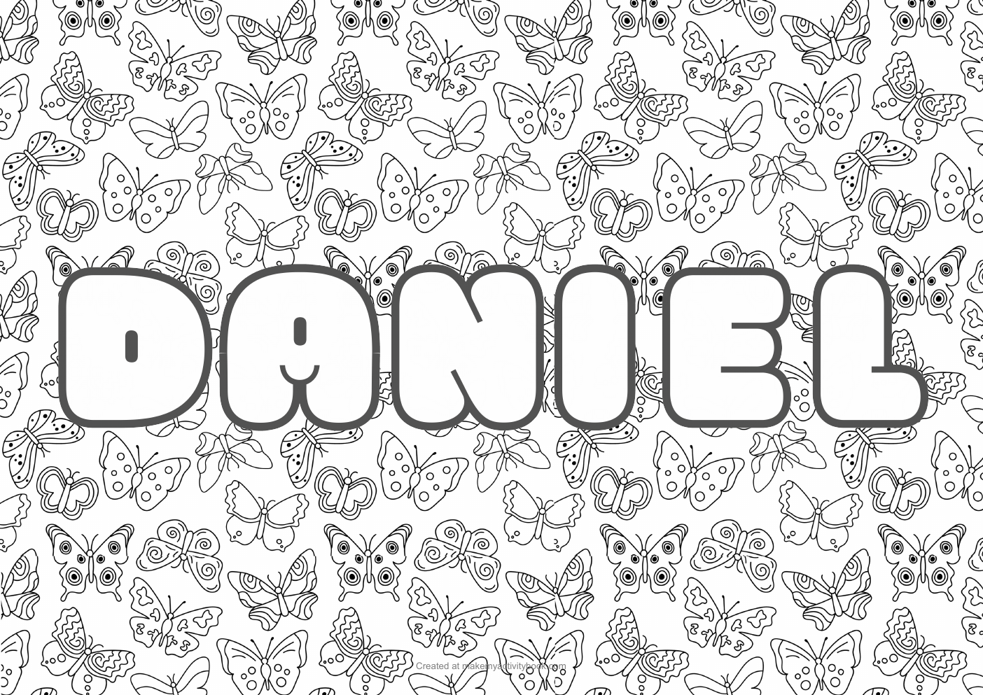 Daniel butterflies colouring sheet