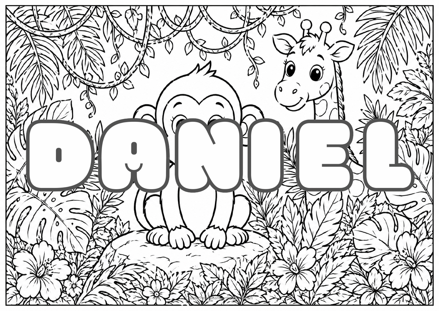 Daniel jungle colouring sheet