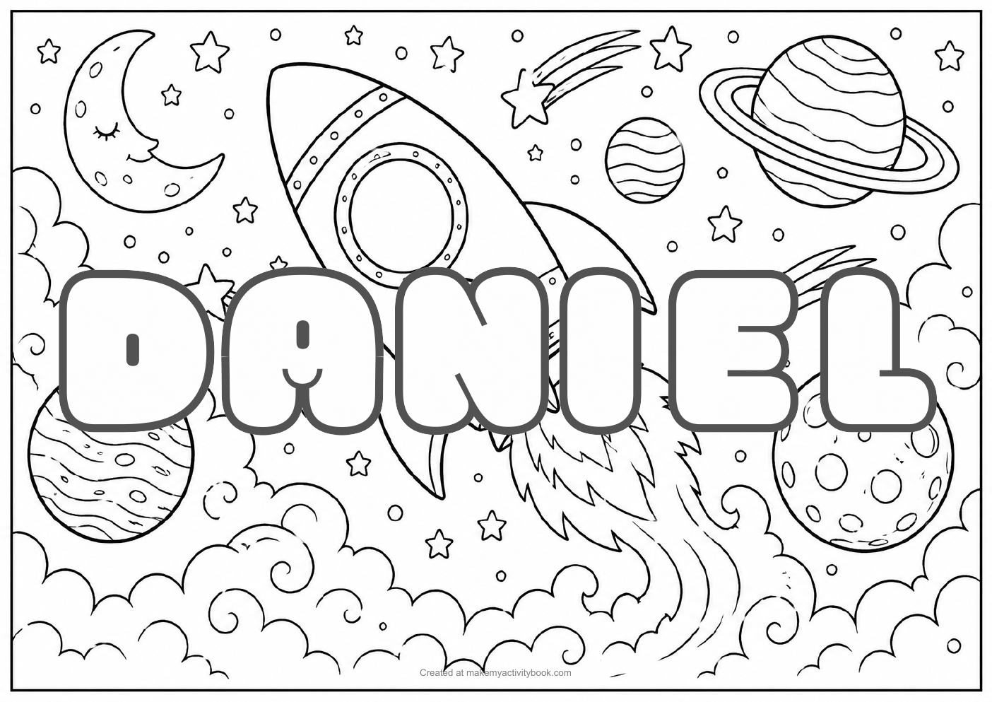 Daniel space colouring sheet