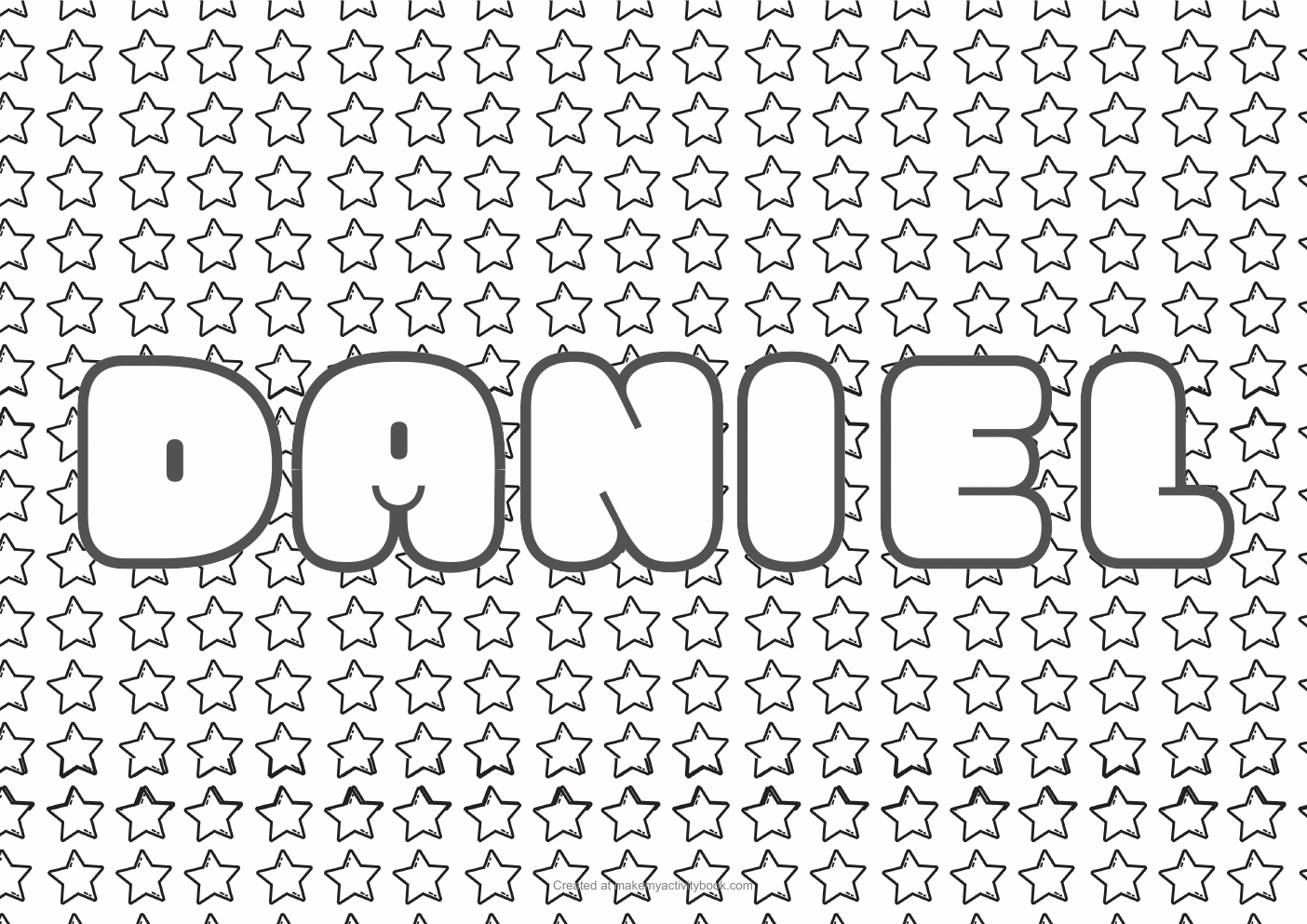 Daniel Bubble letters — Stars border colouring sheet