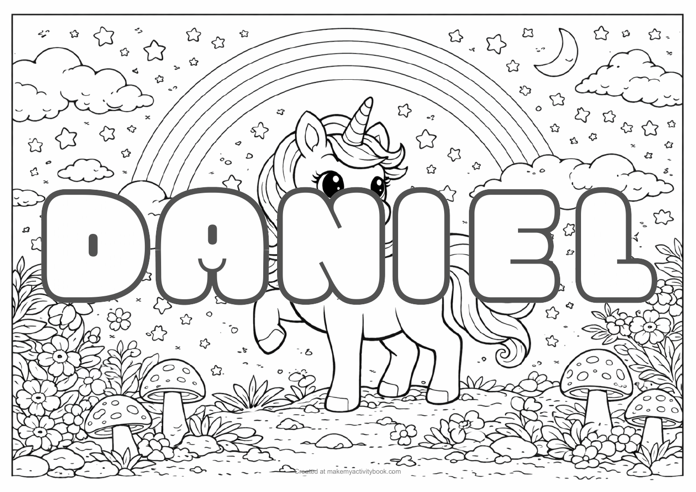 Daniel unicorn colouring sheet