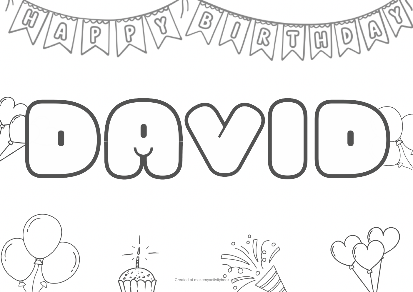 David birthday colouring sheet