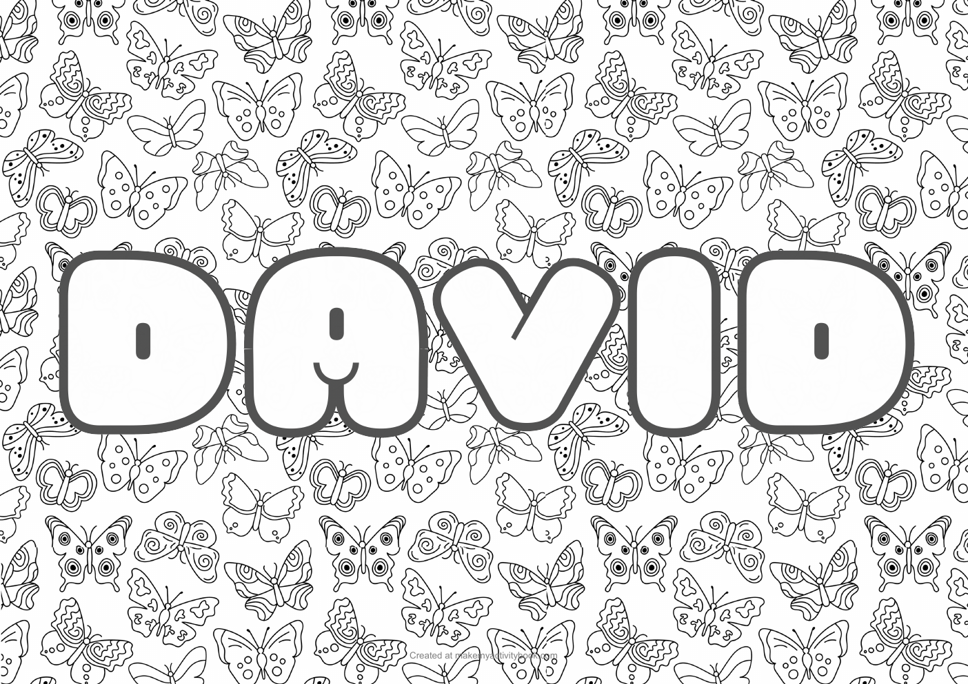 David butterflies colouring sheet