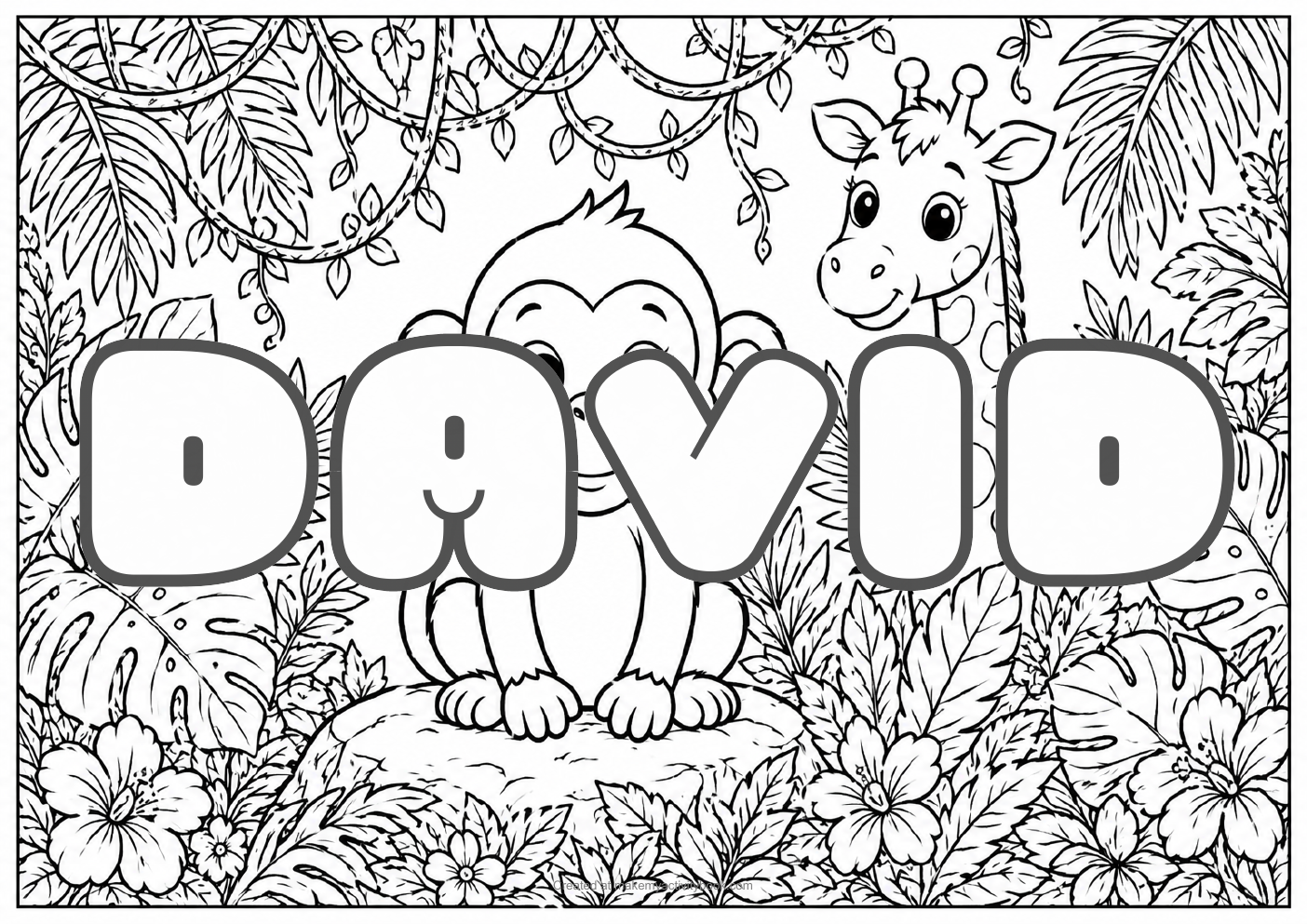David jungle colouring sheet