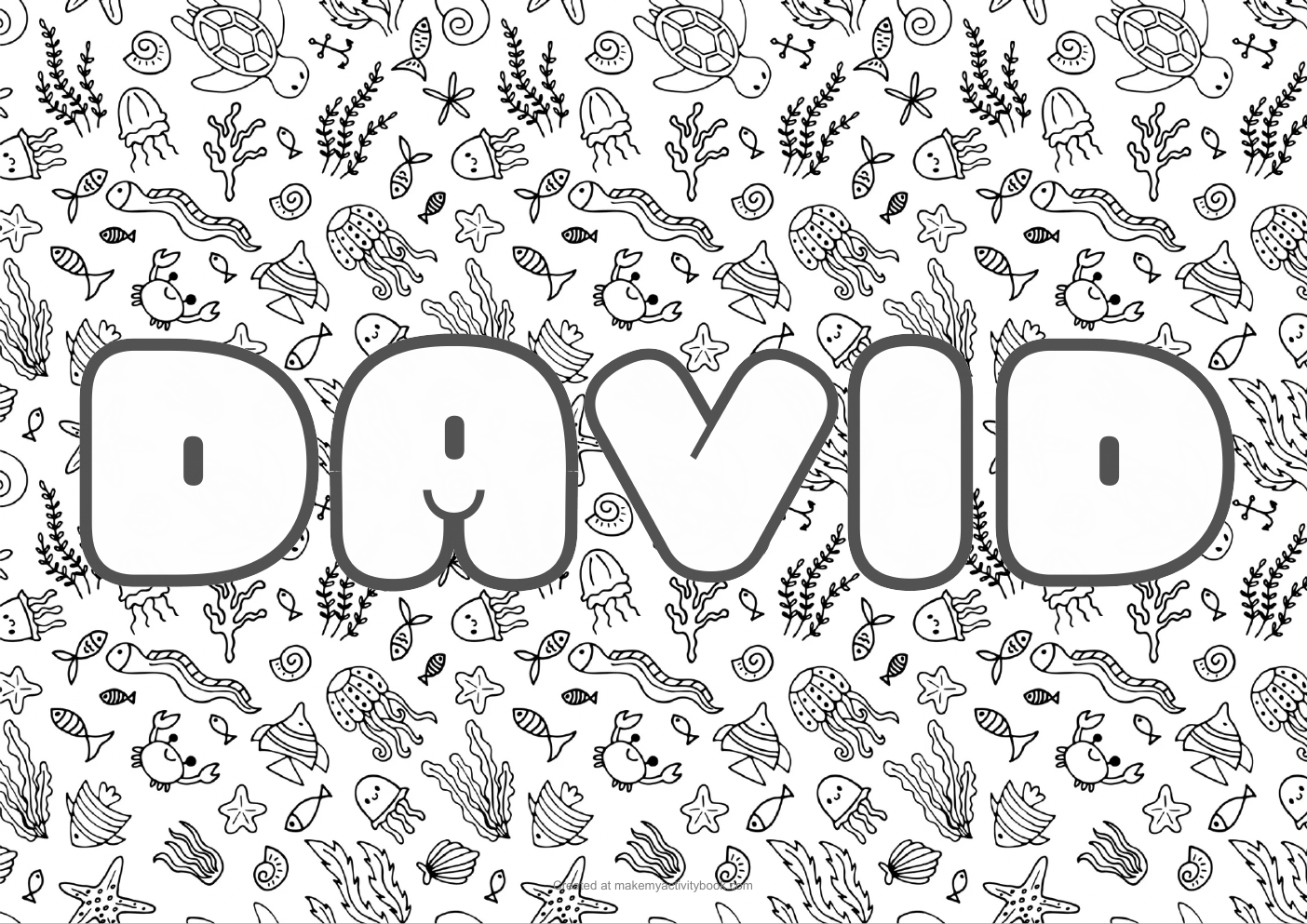 David sea colouring sheet