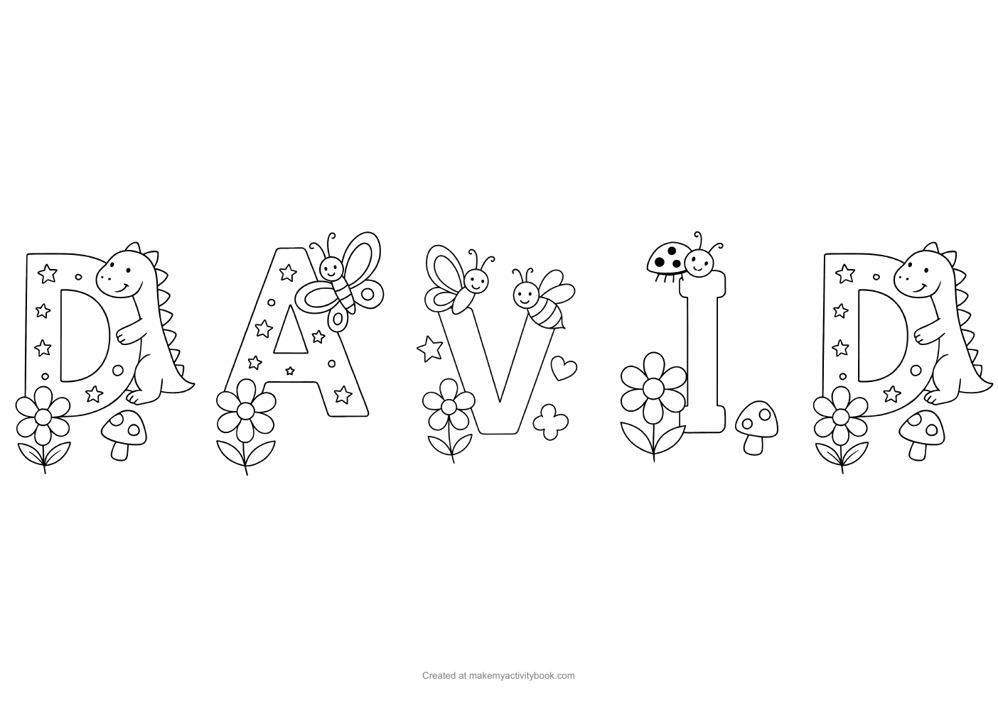 David letters colouring sheet