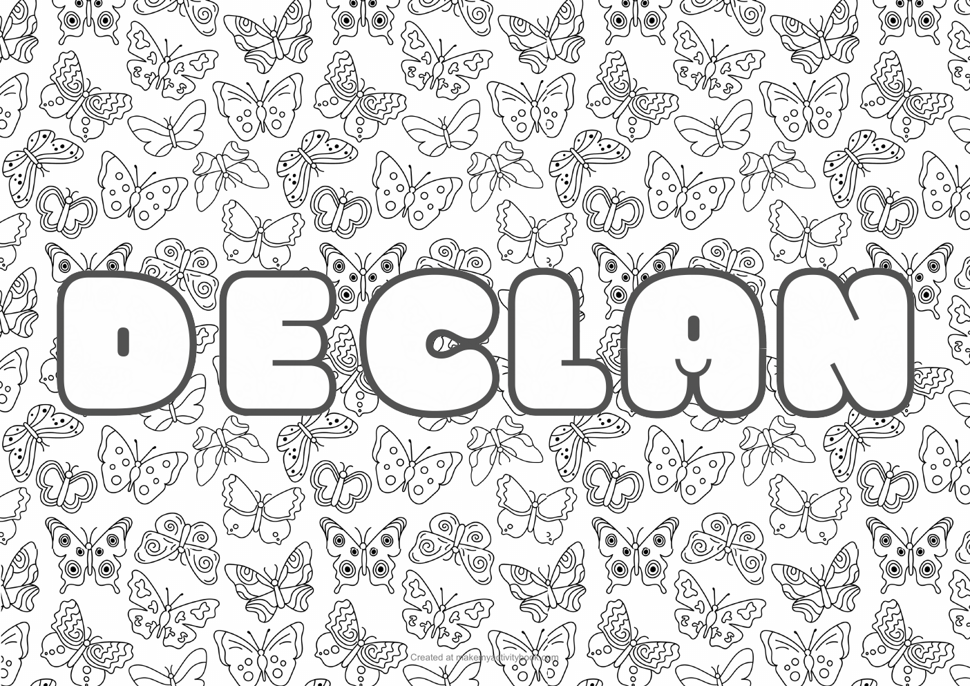 Declan butterflies colouring sheet