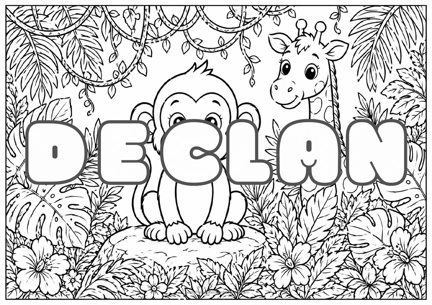Declan jungle colouring sheet