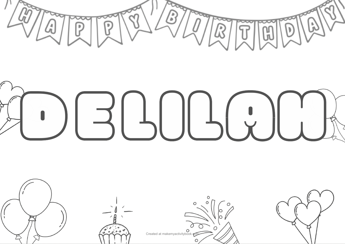 Delilah birthday colouring sheet