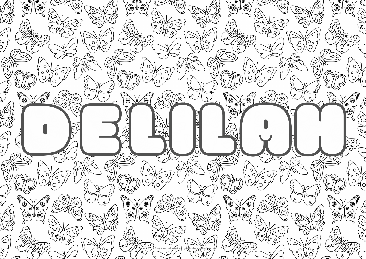 Delilah butterflies colouring sheet