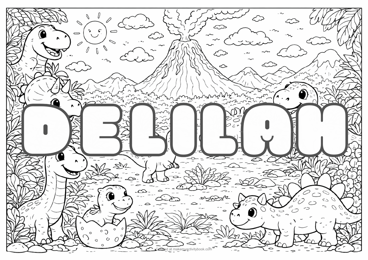 Delilah dinosaur colouring sheet
