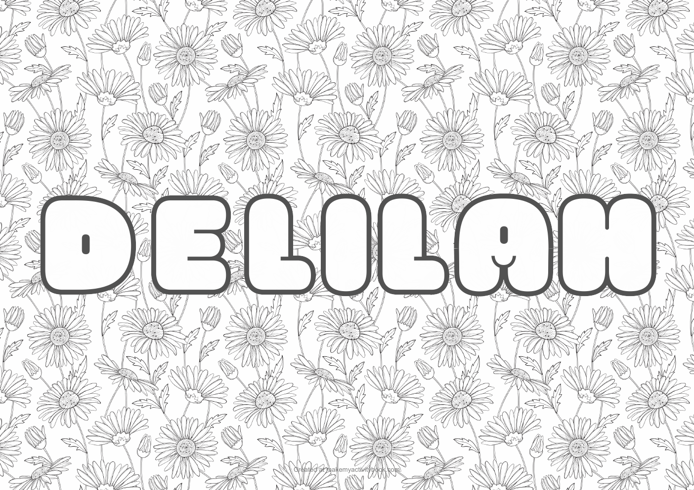 Delilah flowers colouring sheet
