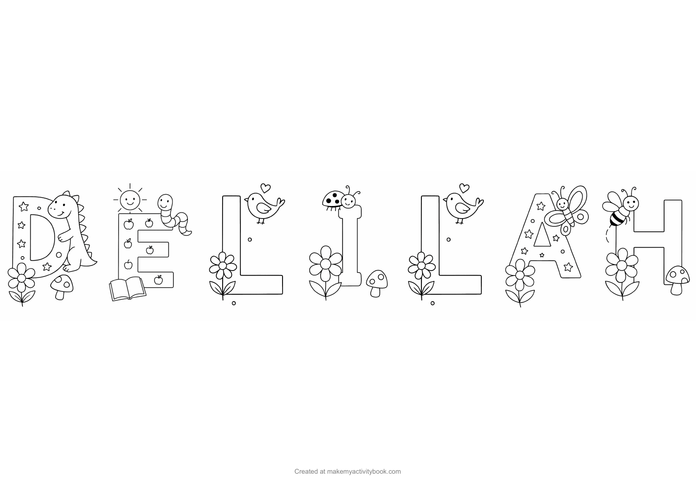 Delilah letters colouring sheet