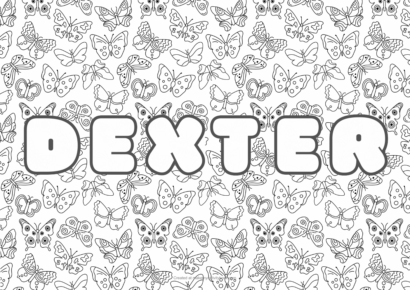 Dexter butterflies colouring sheet