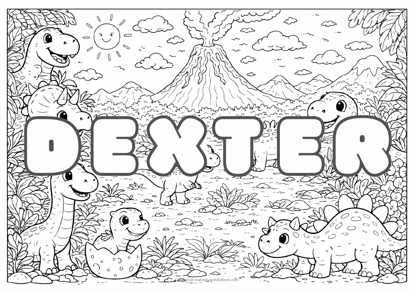 Dexter dinosaur colouring sheet