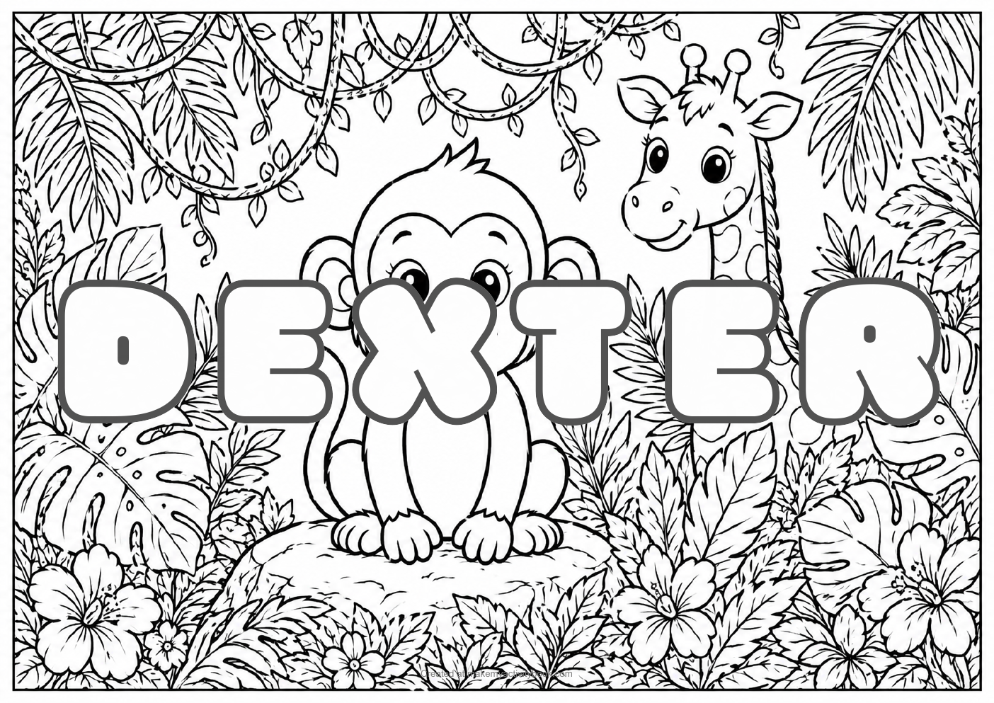Dexter jungle colouring sheet