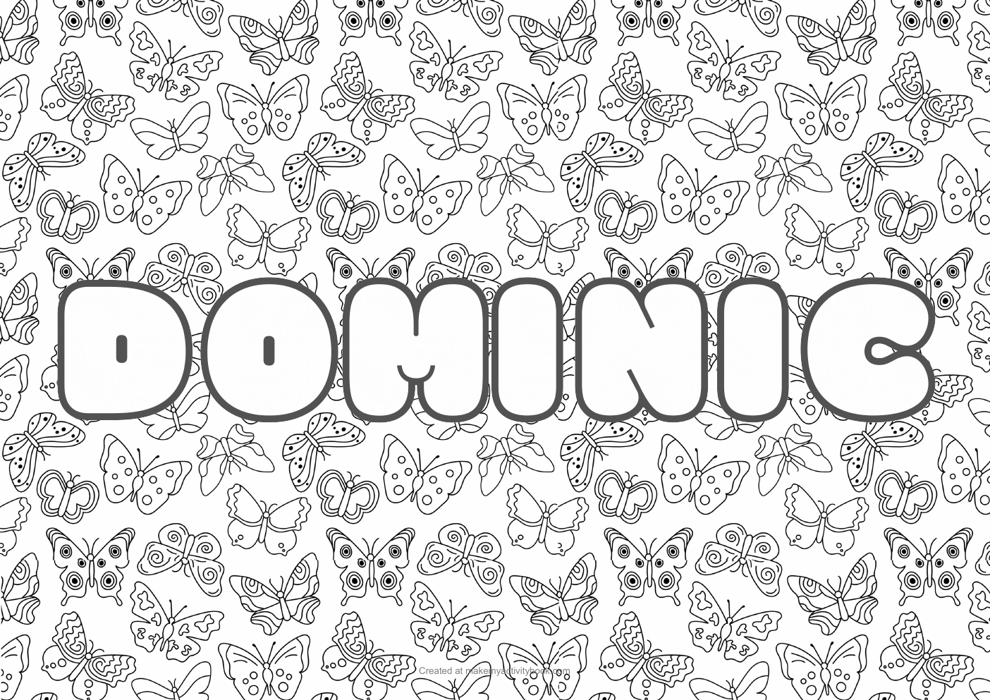 Dominic butterflies colouring sheet