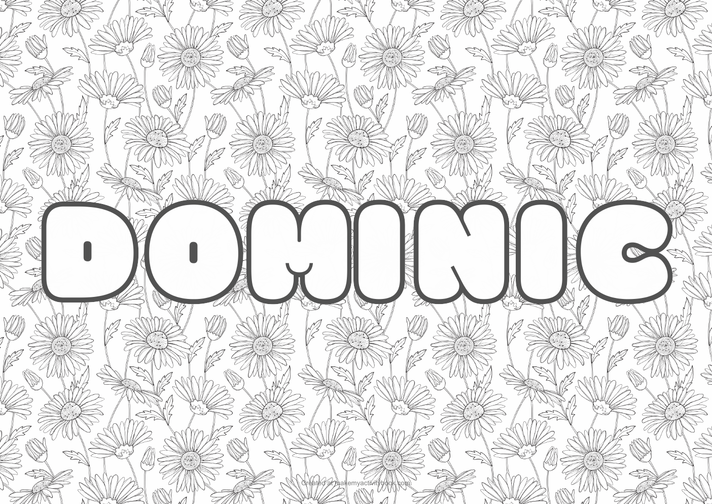 Dominic flowers colouring sheet