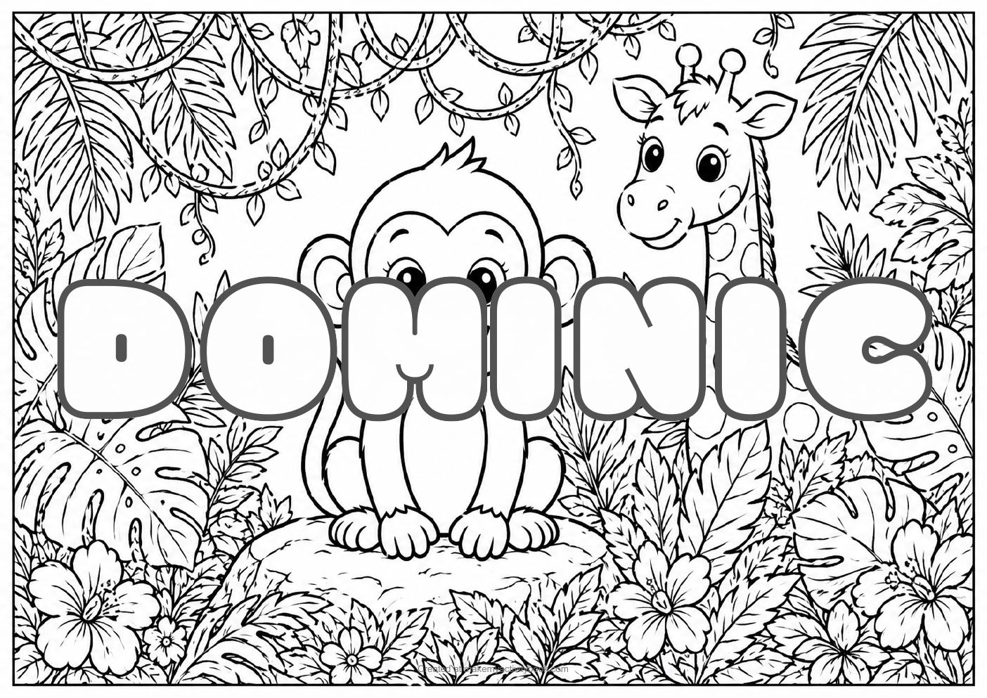 Dominic jungle colouring sheet