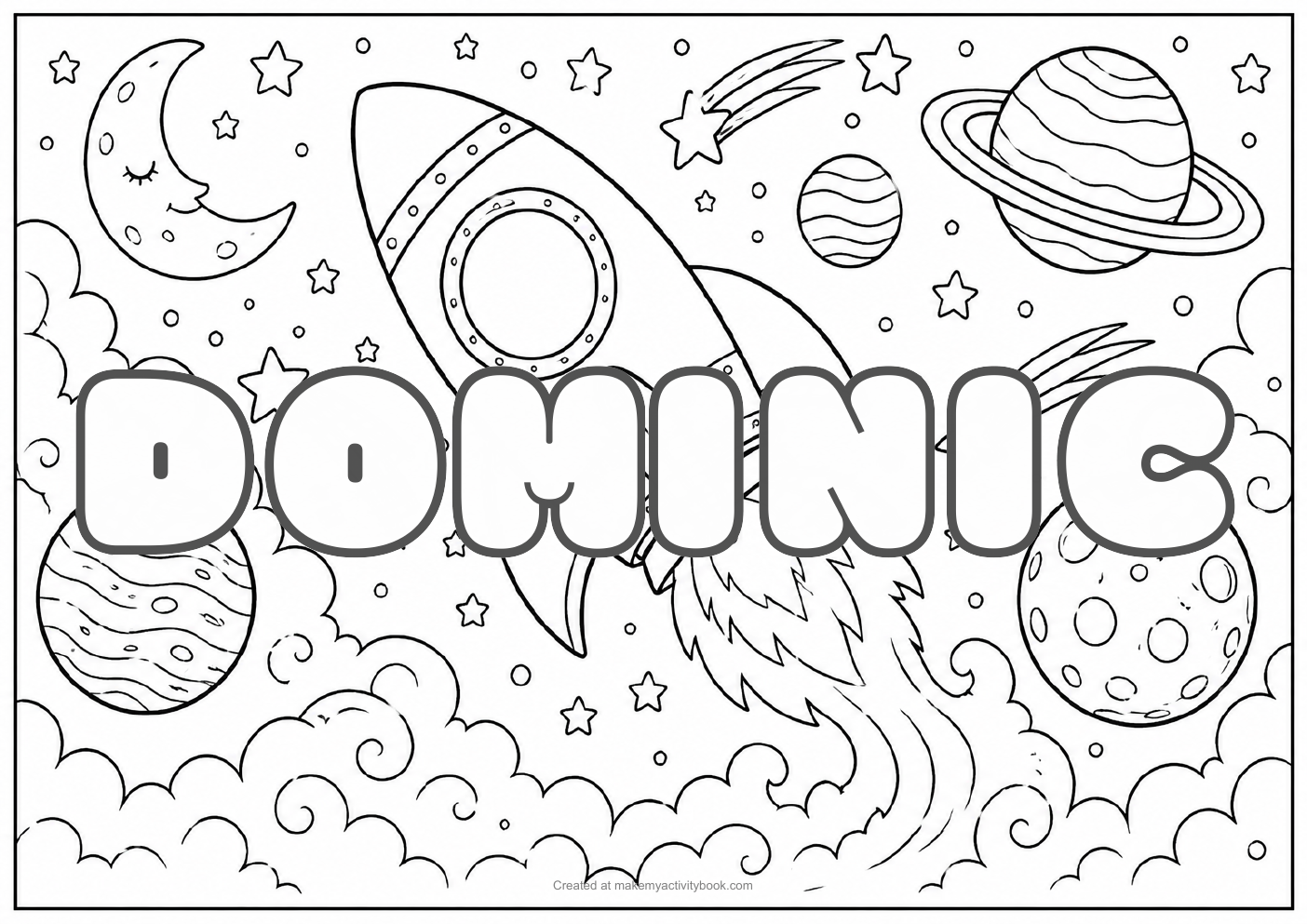 Dominic space colouring sheet