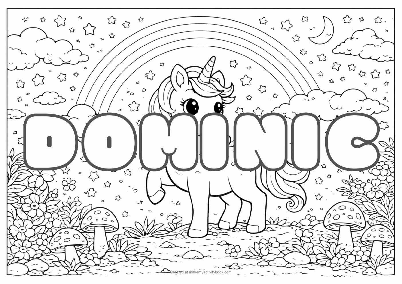 Dominic unicorn colouring sheet