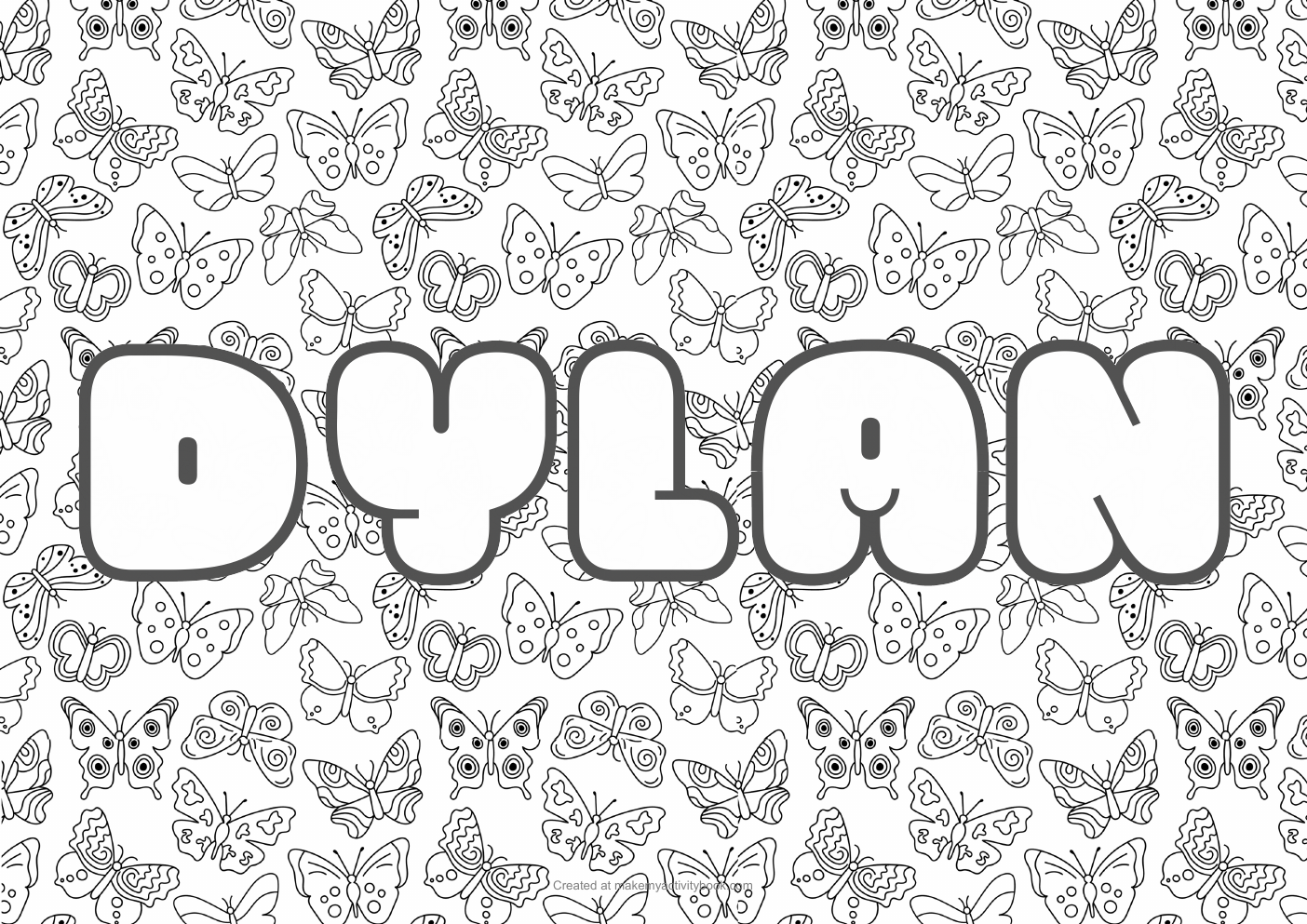 Dylan butterflies colouring sheet