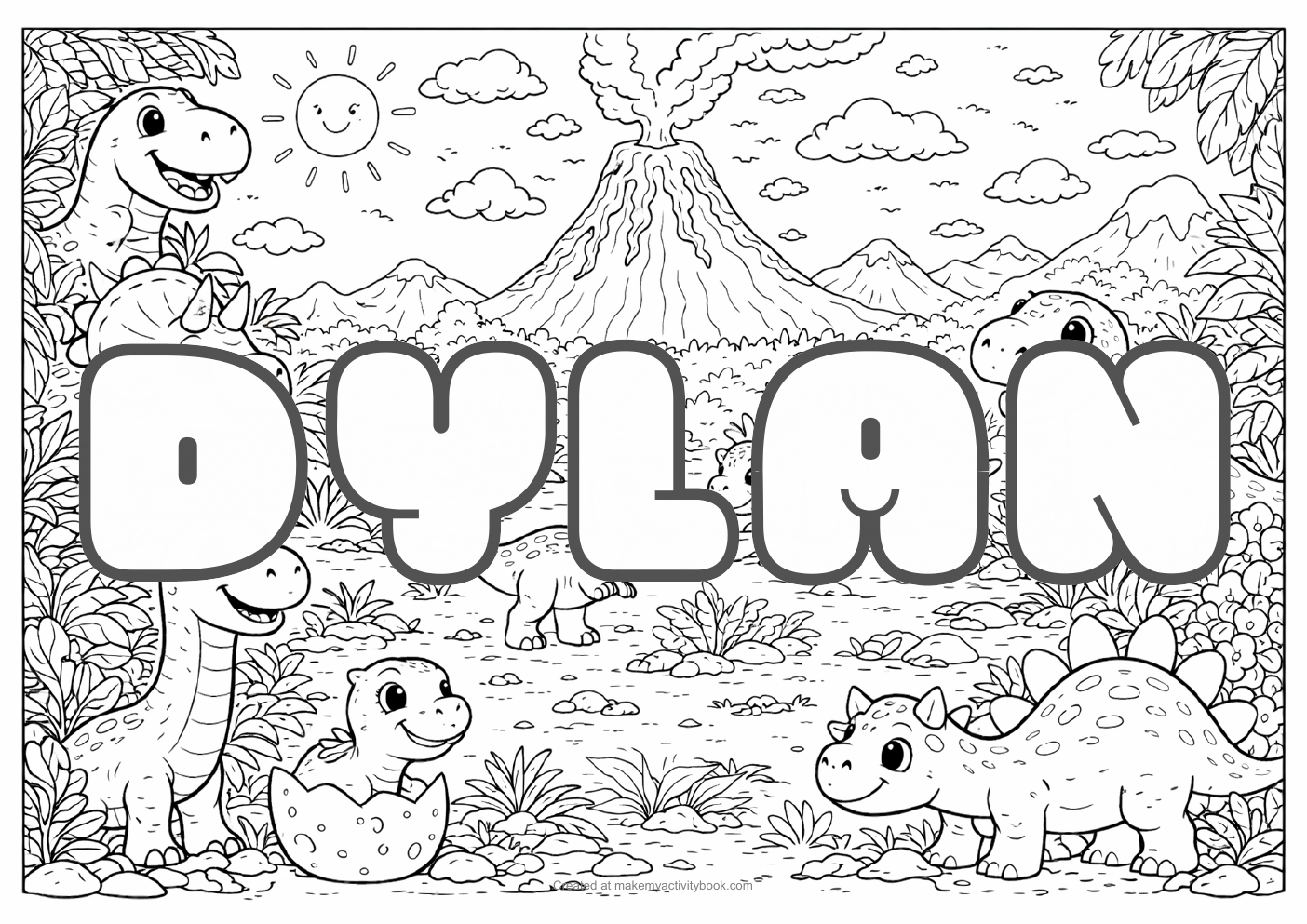 Dylan dinosaur colouring sheet