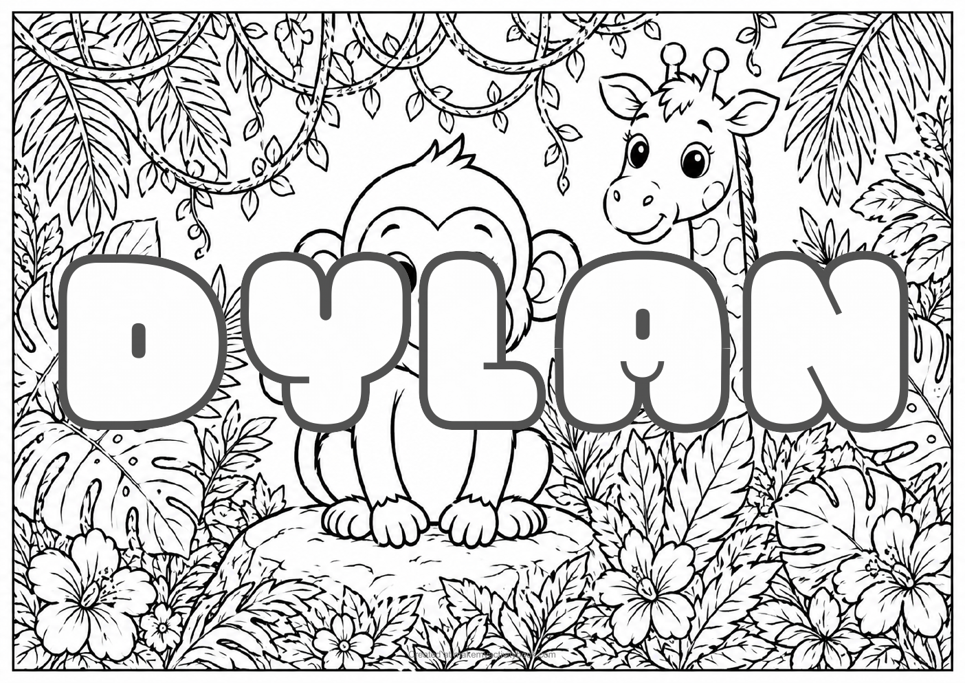 Dylan jungle colouring sheet