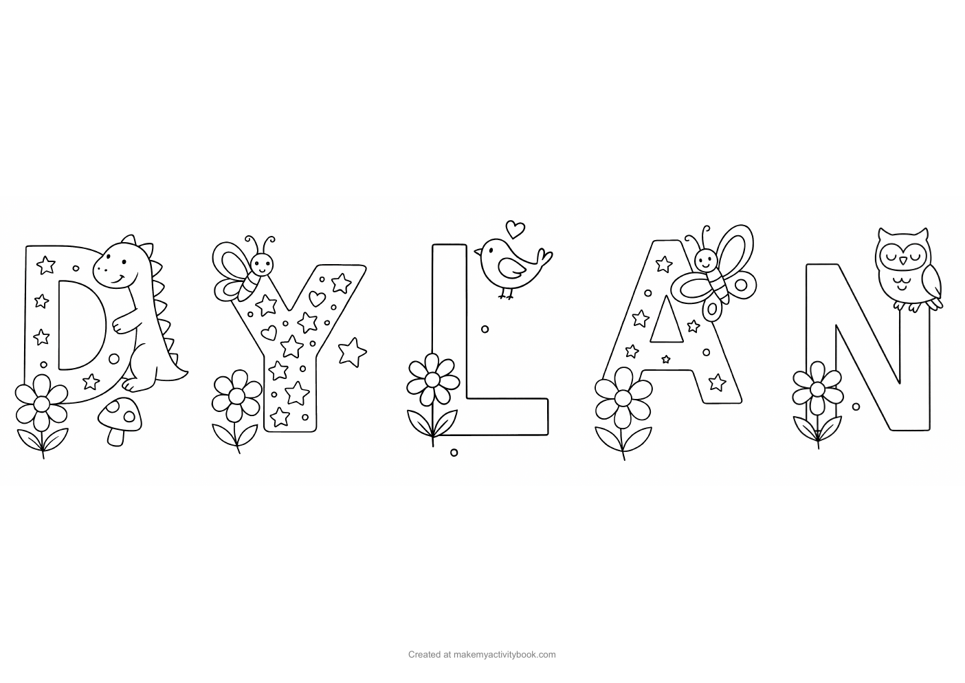 Dylan letters colouring sheet