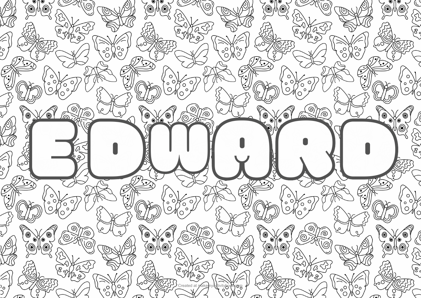 Edward butterflies colouring sheet