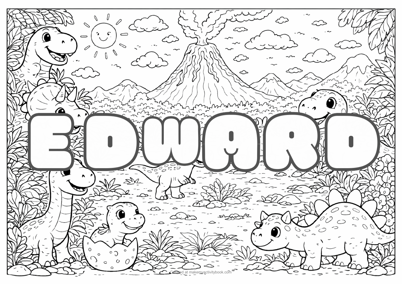 Edward dinosaur colouring sheet