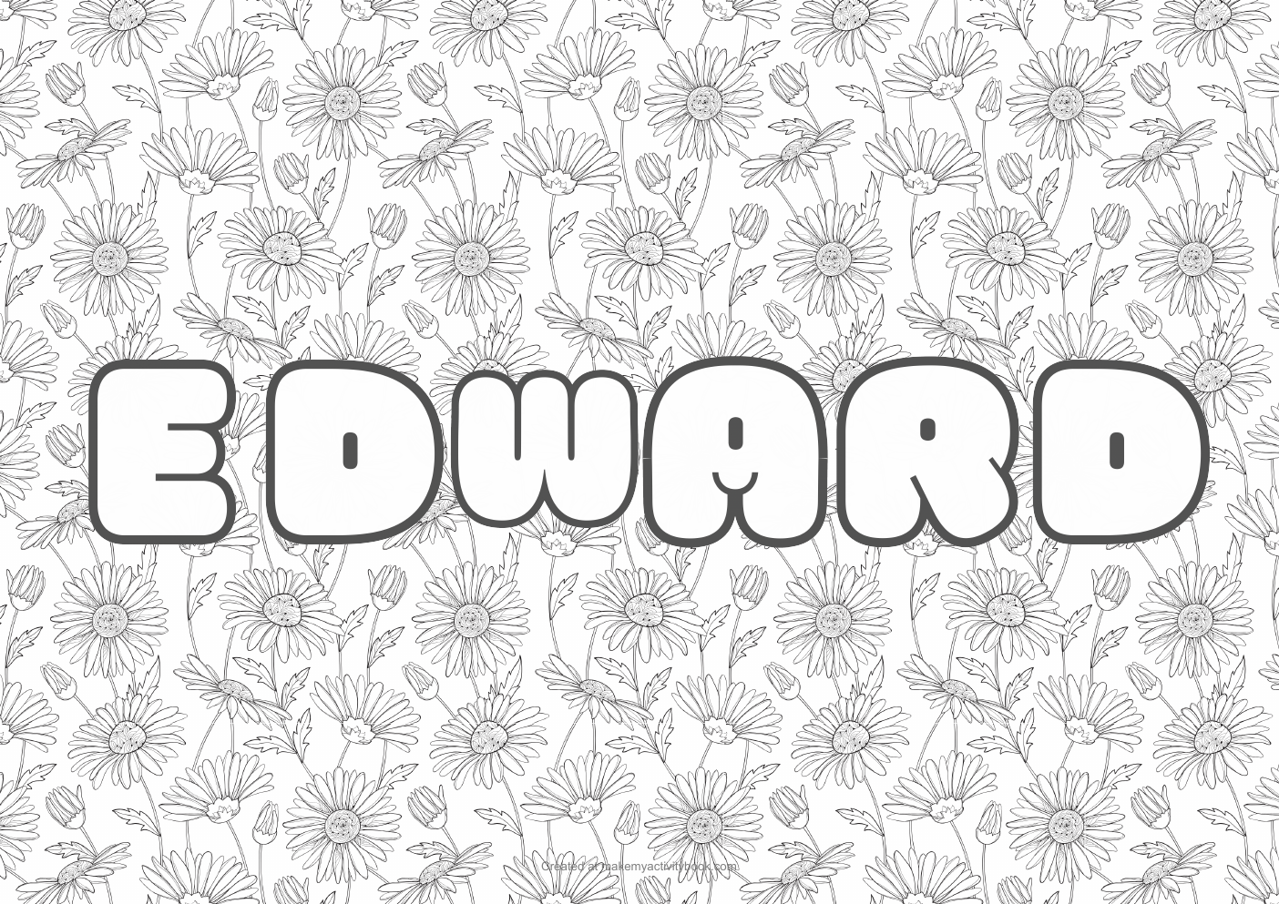 Edward flowers colouring sheet