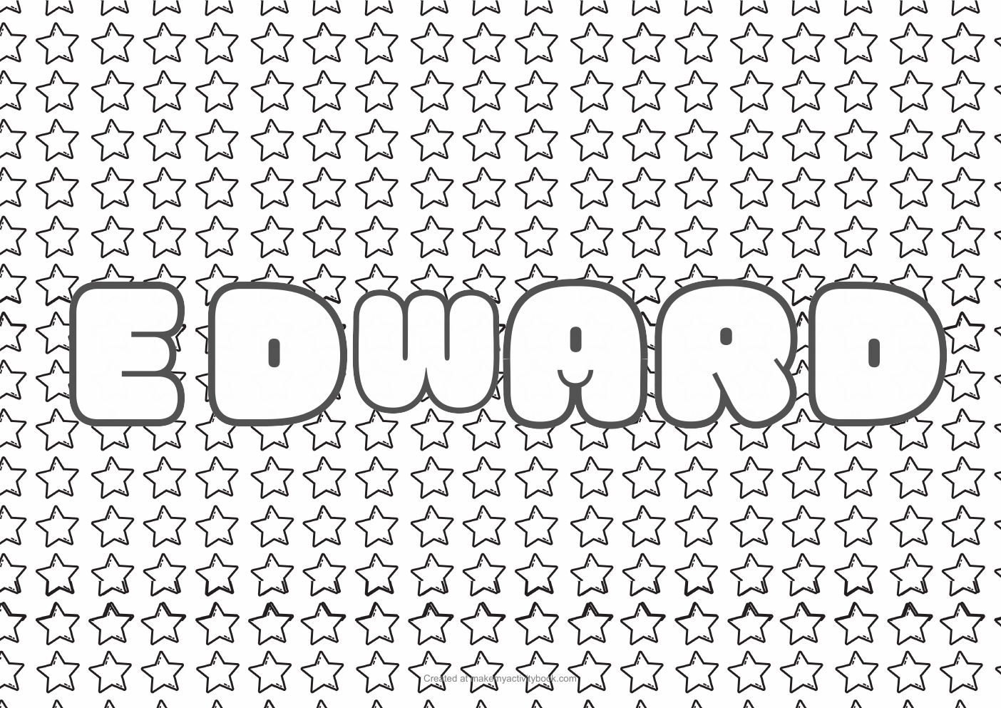 Edward Bubble letters — Stars border colouring sheet