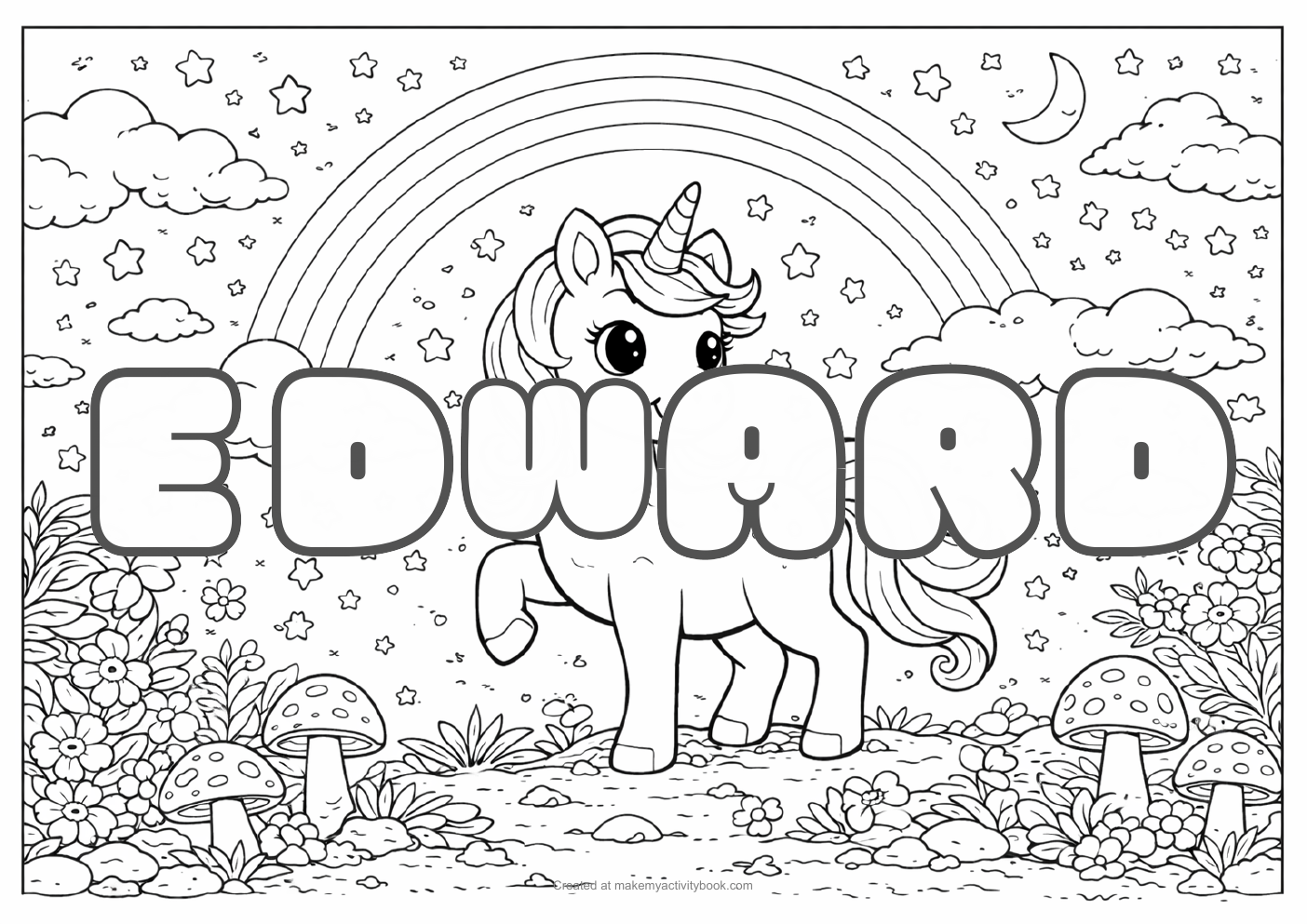 Edward unicorn colouring sheet