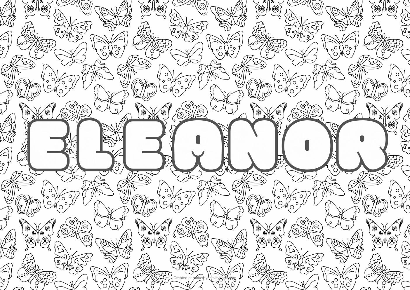 Eleanor butterflies colouring sheet