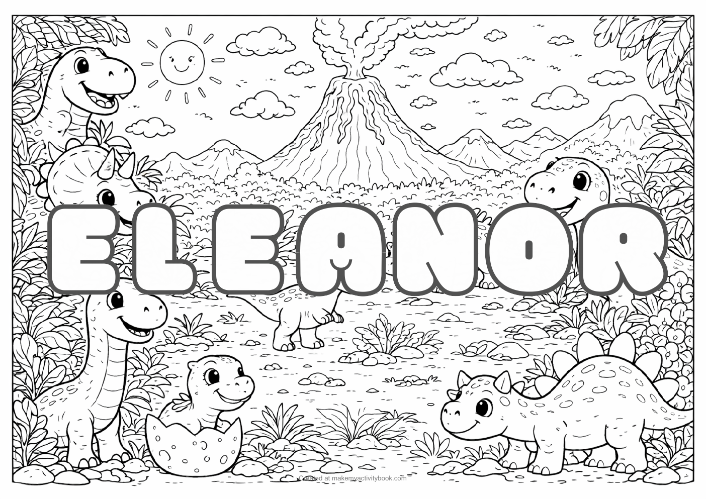 Eleanor dinosaur colouring sheet