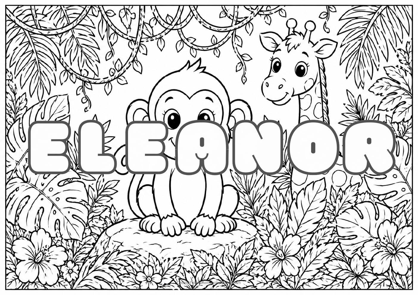 Eleanor jungle colouring sheet