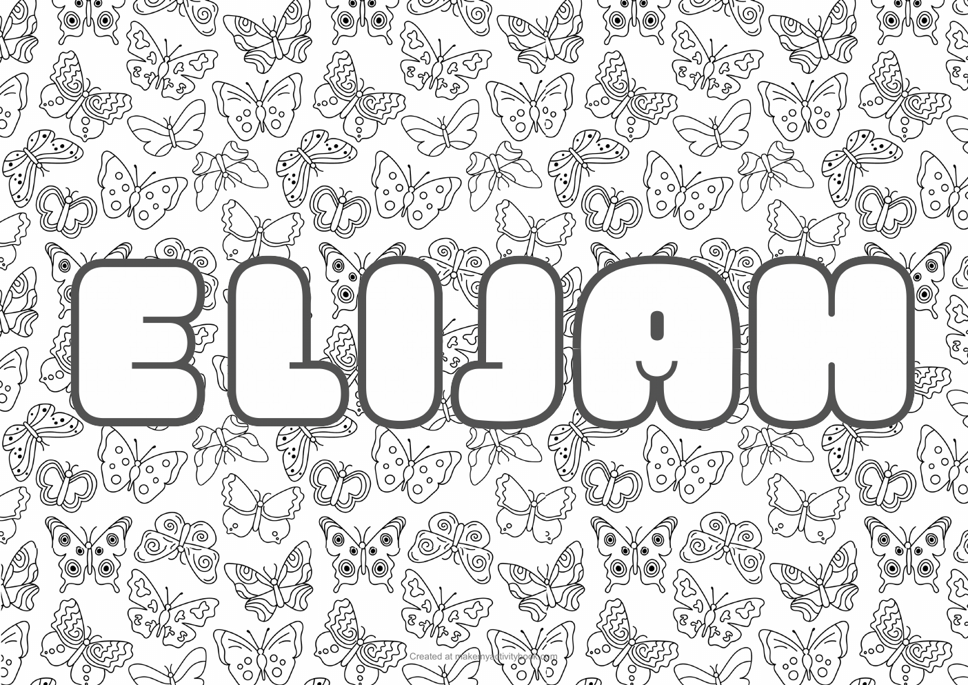 Elijah butterflies colouring sheet