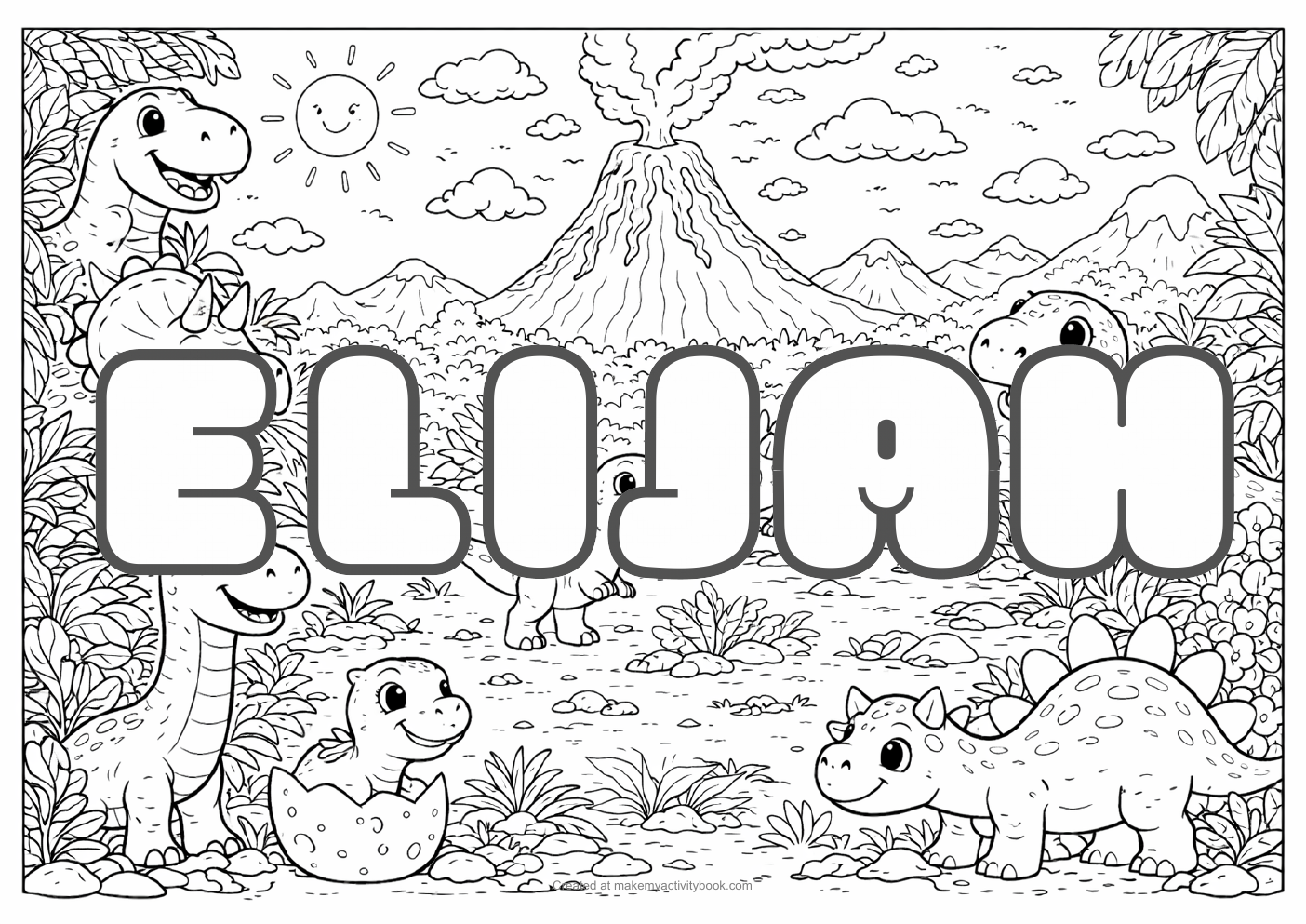 Elijah dinosaur colouring sheet