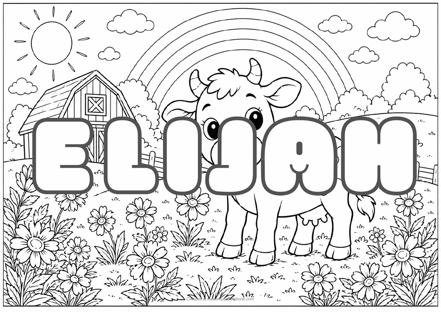 Elijah farm colouring sheet