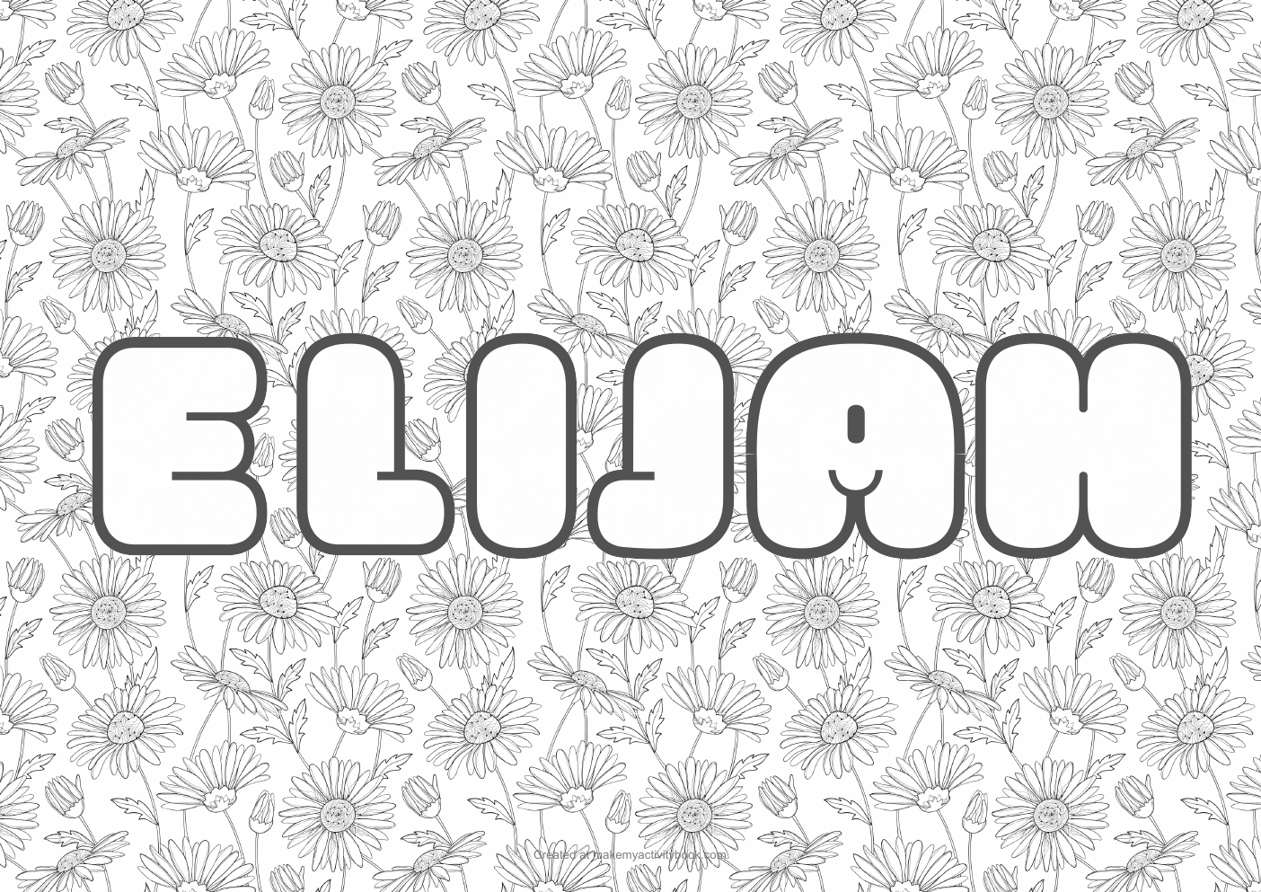 Elijah flowers colouring sheet